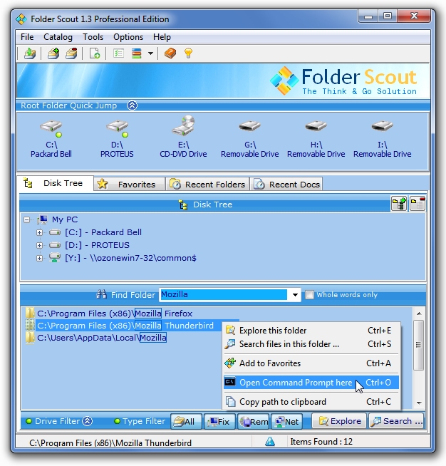 Folder Scout Main Screen